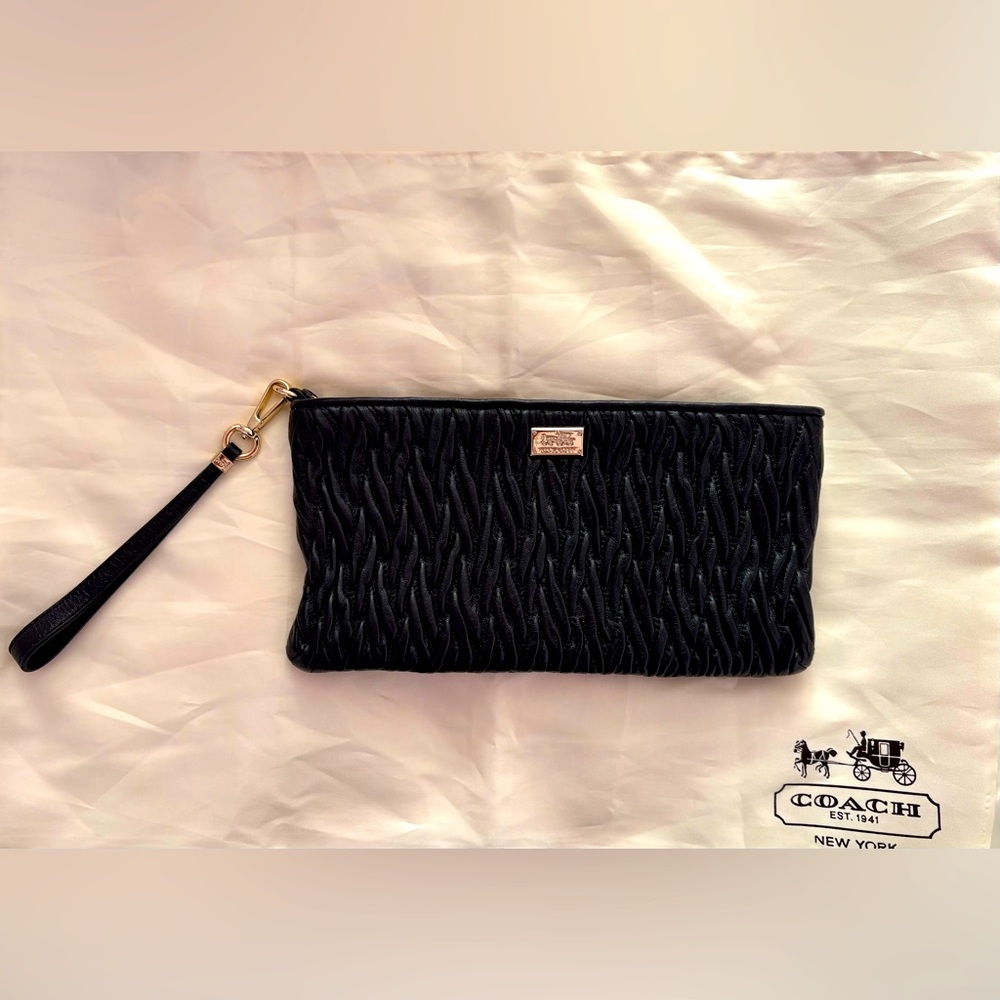 Coach Black Textured Clutch with Wristlet